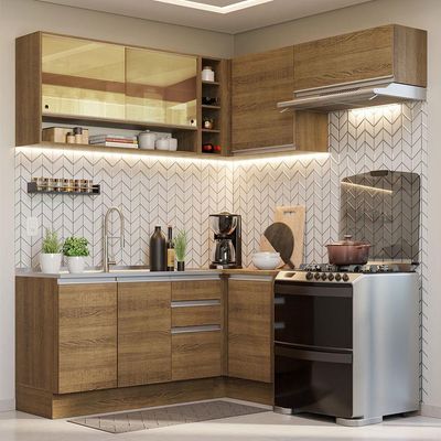 Armário De Cozinha 349Cm Rustic Glamy 06 Rustic