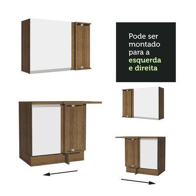 Armário De Cozinha 349Cm Glamy 07 Rustic/Branco