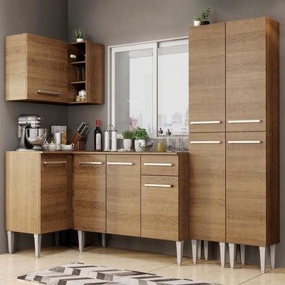 Cozinha Completa de Canto Madesa Emilly Music Rustic