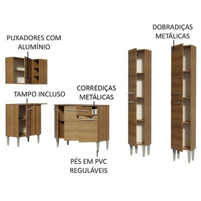 Cozinha Completa de Canto Madesa Emilly Music Rustic