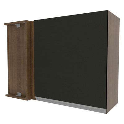 Armário Aéreo de Canto Glamy 1 Porta Rustic/Preto Madesa