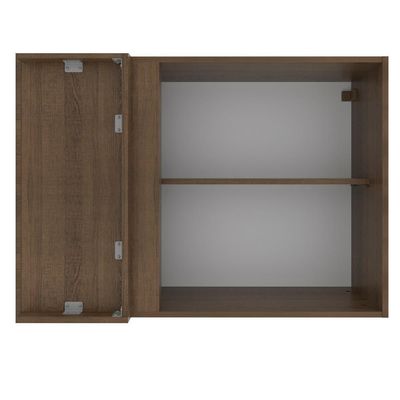 Armário Aéreo de Canto Glamy 1 Porta Rustic/Preto Madesa
