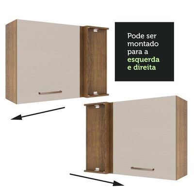 Armário Aéreo De Canto 1 Porta Agata Madesa Rustic/crema