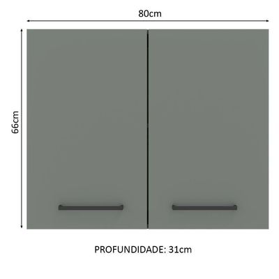 Armário Aéreo Madesa Agata 80 Cm 2 Portas Cinza