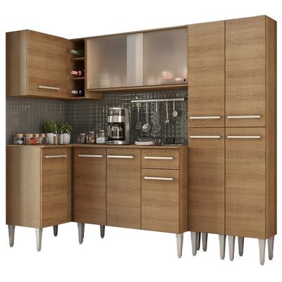 Cozinha Completa de Canto Emilly Self Armário Vidro Madesa