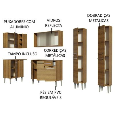 Cozinha Completa de Canto Emilly Self Armário Vidro Madesa