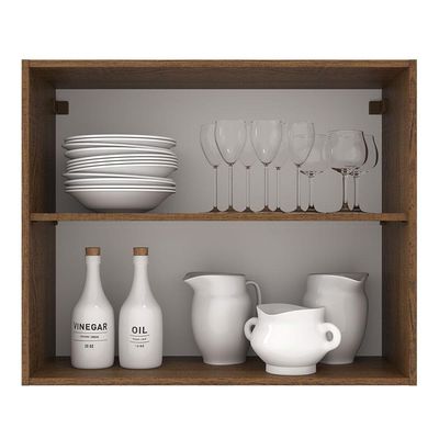 Armário Aéreo Madesa Agata 80cm 2 Portas Rustic Preto