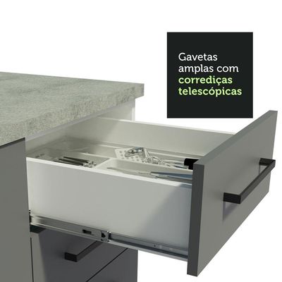 Torre Quente Madesa Agata 1 Porta 3 Gavetas Branco Cinza