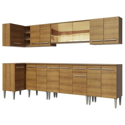 Cozinha Completa de Canto Madesa Emilly Mega Rustic