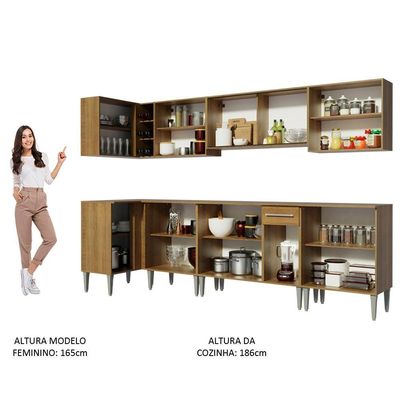 Cozinha Completa de Canto Madesa Emilly Mega Rustic