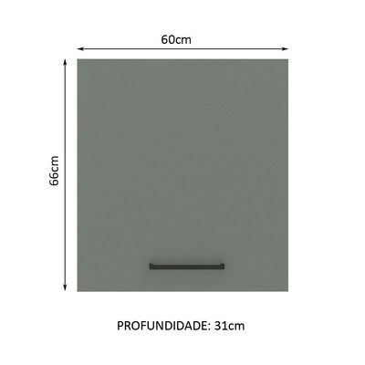 Armário Aéreo Madesa Agata 60 Cm 1 Porta Branco Cinza