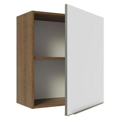 Armário Aéreo 60 Cm 1 Porta Rustic/Branco Veludo