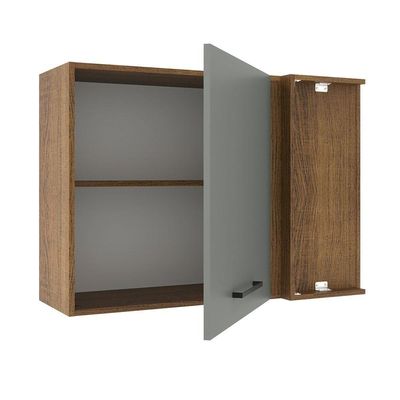 Armário Aéreo de Canto Madesa Agata 1 Porta Rustic Cinza