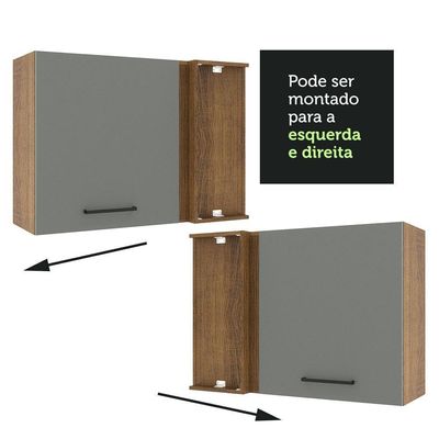 Armário Aéreo de Canto Madesa Agata 1 Porta Rustic Cinza
