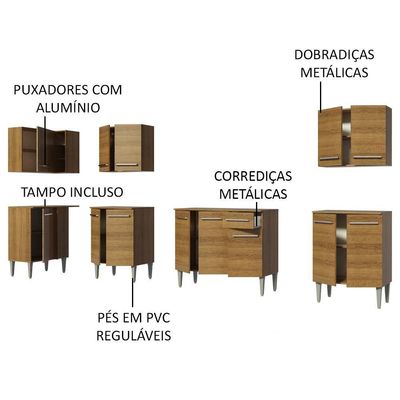 Cozinha Completa de Canto Madesa Emilly Rock Rustic