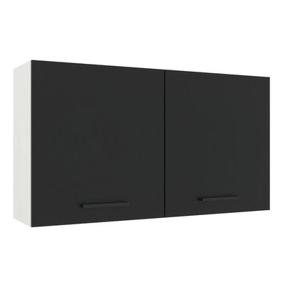 Armário Aéreo Madesa Agata 120cm 2 Portas Branco e Preto