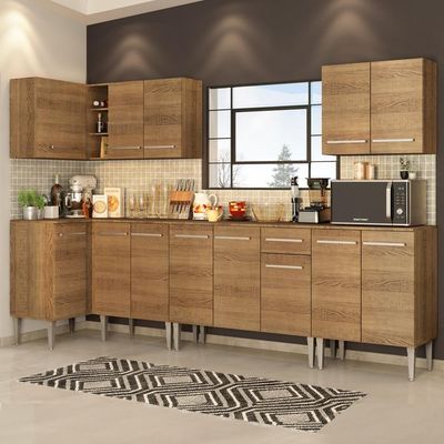 Cozinha Completa de Canto Madesa Emilly Rock Rustic