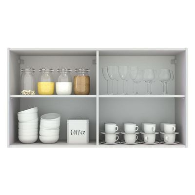 Armário Aéreo Madesa Agata 120cm 2 Portas Branco e Preto
