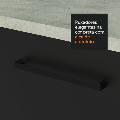 Armário Aéreo Madesa Agata 120cm 2 Portas Branco e Preto