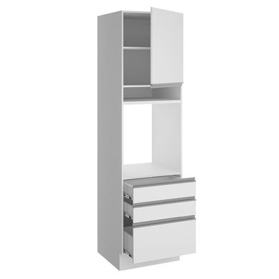 Torre Quente de Forno Glamy 1 Porta 3 Gavetas Branco Madesa