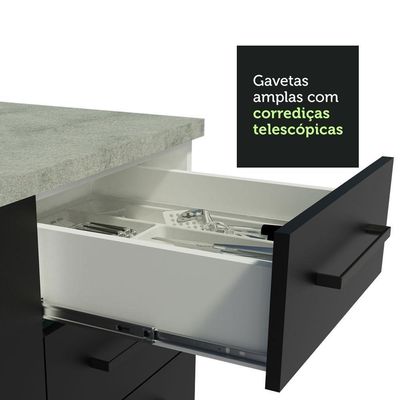 Cozinha Completa 399002 Com Armário E Balcão Branco/Preto