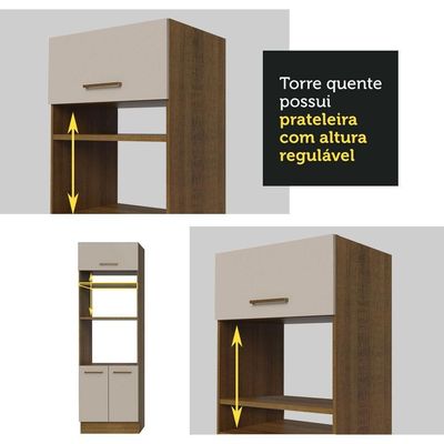 Armário De Cozinha Completa De Canto 459cm Rustic/crema Agata Madesa 01 Rustic/crema