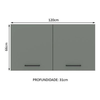 Armário Aéreo Agata 120 cm 2 Portas Rustic/Cinza Madesa