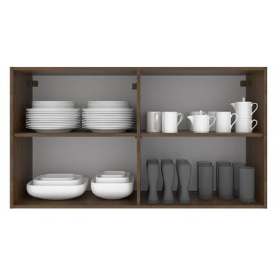 Armário Aéreo Agata 120 cm 2 Portas Rustic/Cinza Madesa