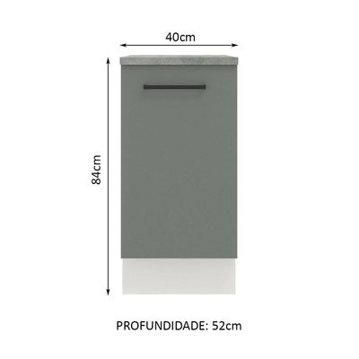Balcão Madesa Agata 40 Cm 1 Porta Branco Cinza