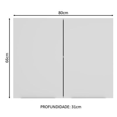 Armário Aéreo Madesa Stella 80cm 2 Portas Branco