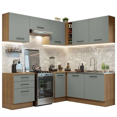 Cozinha Completa 399002 Com Armário E Balcão Rustic/Cinza