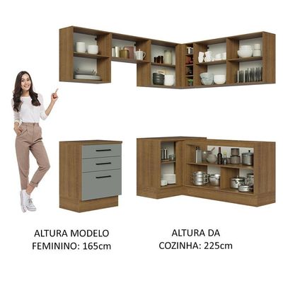 Cozinha Completa 399002 Com Armário E Balcão Rustic/Cinza