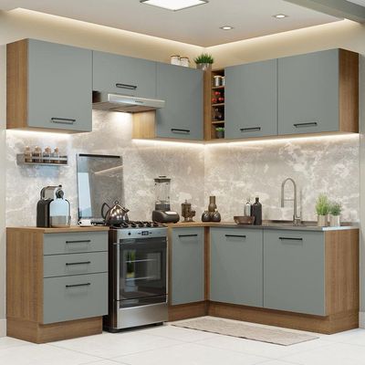 Cozinha Completa 399002 Com Armário E Balcão Rustic/Cinza
