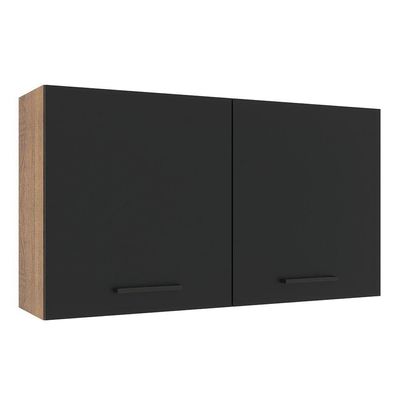 Armário Aéreo Madesa Agata 120cm 2 Portas Rustic Preto