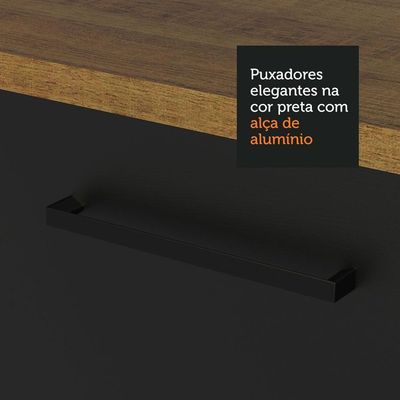 Armário Aéreo Madesa Agata 120cm 2 Portas Rustic Preto