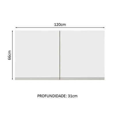 Armário Aéreo Glamy 120cm 2 Portas Branco/Rustic Madesa