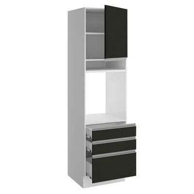 Torre Quente Madesa Glamy 1 Porta 3 Gavetas Branco Preto