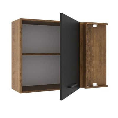 Armário Aéreo De Canto Madesa Agata 1 Porta Rustic Preto