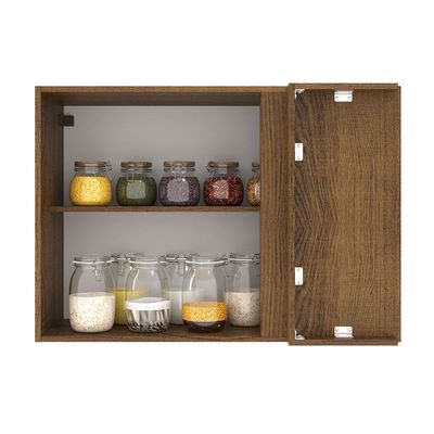 Armário Aéreo De Canto Madesa Agata 1 Porta Rustic Preto