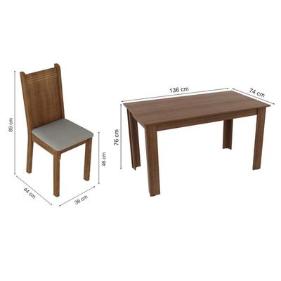 Sala Jantar Rosie Rustic/Pérola Mesa 4 Cadeiras Madesa