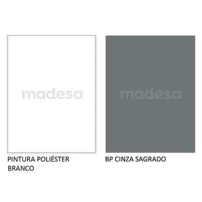 Balcão Madesa Agata 40 cm 3 Gavetas Branco e Cinza