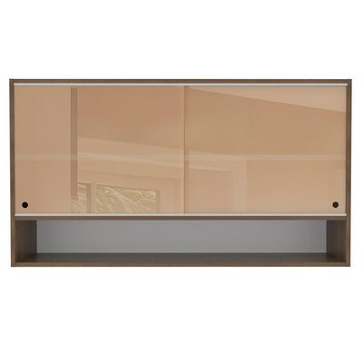 Aéreo Glamy 2 Portas de Correr Vidro e 1 Nicho Rustic Madesa