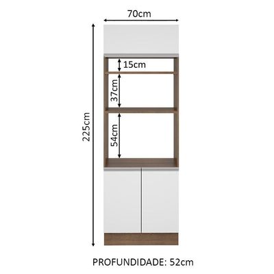 Torre Quente Glamy 70 cm 3 Portas Rustic/Branco Madesa