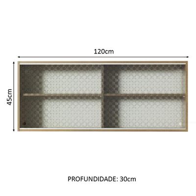 Armário Aéreo Glamy 2 Portas Vidro Quadrato Rustic Madesa