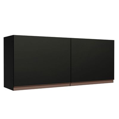 Armário Aéreo De Cozinha 120 X 50 Cm 2 Portas Preto Preto