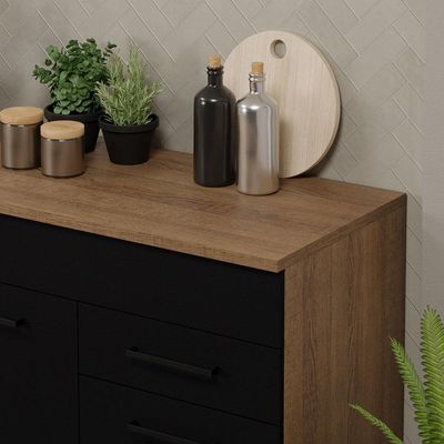 Balcão Gabinete De Pia Madesa Agata 150 Cm 2 Gavetas 2 Portas (com Tampo) - Rustic/preto
