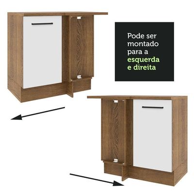 Balcão De Canto Agata 1 Porta - Rustic/branco Rustic/branco