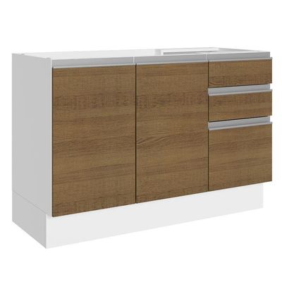 Balcão de Pia Acordes Glamy 120cm MDF 3 Portas Rustic Madesa