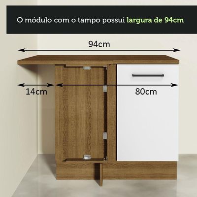 Balcão De Canto Agata 1 Porta - Rustic/branco Rustic/branco