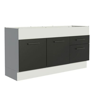 Balcão De Pia 150 Cm 2 Portas E 2 Gavetas Branco/Preto